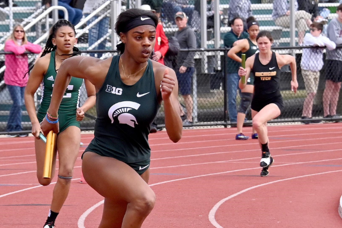 MSU Track & Field athlete competing in a race.